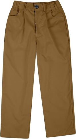 Boys' Dress Pants Kids Elastic Waist Twill Straight Leg School Uniform Pants with Pockets Casual Stretch Cotton Chino in Saudi Arabia