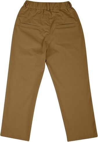 Boys' Dress Pants Kids Elastic Waist Twill Straight Leg School Uniform Pants with Pockets Casual Stretch Cotton Chino in Saudi Arabia