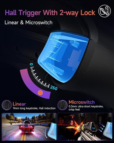 EasySMX X20 Wireless Gaming Controller with RGB Backlit, 2-Stage Hall Effect Stick, 1000Hz Polling Rate, 6-Axis Gyro on Multi-Platform, Mech Buttons- Compatible with PC/Switch/Steam/Android in Saudi Arabia