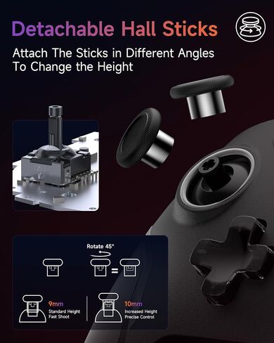 EasySMX X20 Wireless Gaming Controller with RGB Backlit, 2-Stage Hall Effect Stick, 1000Hz Polling Rate, 6-Axis Gyro on Multi-Platform, Mech Buttons- Compatible with PC/Switch/Steam/Android in Saudi Arabia