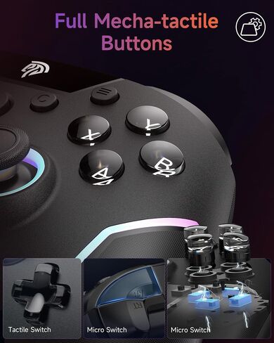 EasySMX X20 Wireless Gaming Controller with RGB Backlit, 2-Stage Hall Effect Stick, 1000Hz Polling Rate, 6-Axis Gyro on Multi-Platform, Mech Buttons- Compatible with PC/Switch/Steam/Android in Saudi Arabia