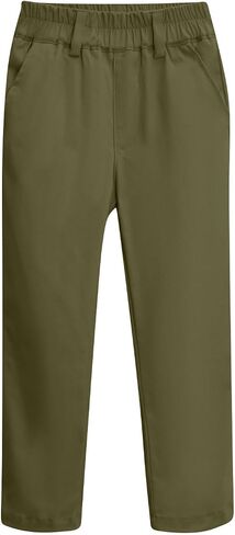 Kids Boy School Uniform Pants Stretch Cotton Chino Straight Leg Elastic Waist Slim Fit Trouser with Pocket 5-14 Years in Saudi Arabia