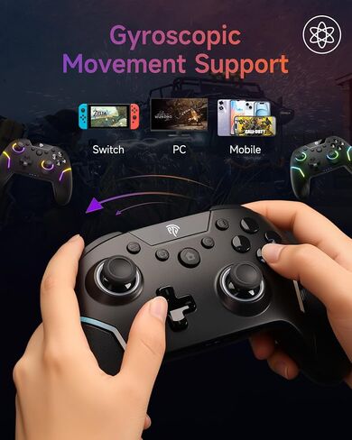 EasySMX X20 Wireless Gaming Controller with RGB Backlit, 2-Stage Hall Effect Stick, 1000Hz Polling Rate, 6-Axis Gyro on Multi-Platform, Mech Buttons- Compatible with PC/Switch/Steam/Android in Saudi Arabia
