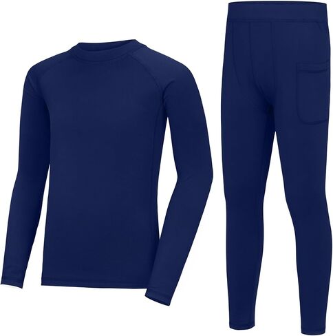 Roadbox Boys Thermal Underwear Sets Ultra Soft FLeece Lined Long Johns Base Layer Top and Bottoms with Pockets in Saudi Arabia