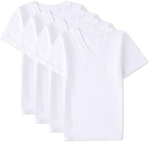 MeMoi 4 Pack Boys Cotton Rich V-Neck Short Sleeve Undershirts in Saudi Arabia