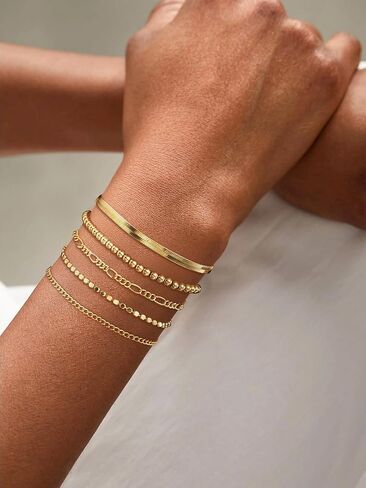 Dearmay 14K BARCELTS PLACELETS للنساء مقاوم للماء ، مجموعات المجوهرات العصرية رقيقة مكدسة قابلة للتكديس قابلة للتكديس. in Kuwait
