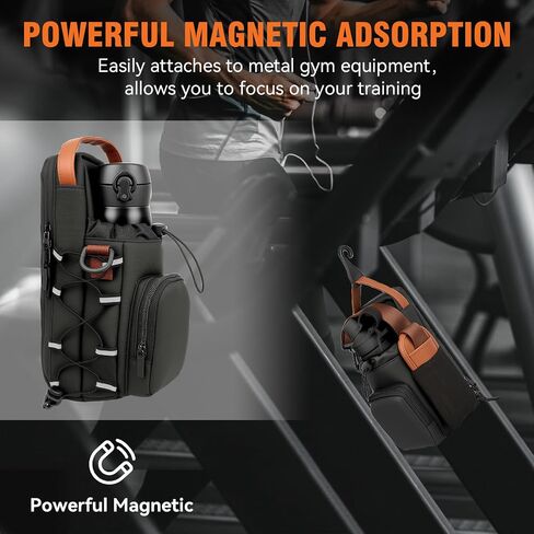 Magnetic Gym Bag with Phone Pockets & Shoulder Strap, 4 Built-in Magnets Small Gym Bag, Gym Water Bottle Holder Accessories Organizer for Men Women in Saudi Arabia
