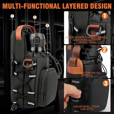Magnetic Gym Bag with Phone Pockets & Shoulder Strap, 4 Built-in Magnets Small Gym Bag, Gym Water Bottle Holder Accessories Organizer for Men Women in Saudi Arabia