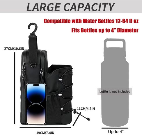 Magnetic Gym Bag for Men and Women with 64OZ Large Capacity Water Bottle Holder | Sling Strap Carrier with 4 Strong Magnets | Crossbody Workout pouch with Phone Pocket for Travel Sport Accessories in Kuwait