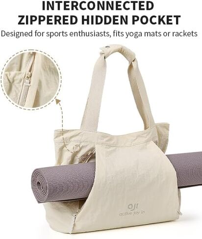 aji Gym Tote Bag for Women, Lightweight Yoga Mat Bag with Wet Dry Storage Pocket & Multi Pockets in Kuwait