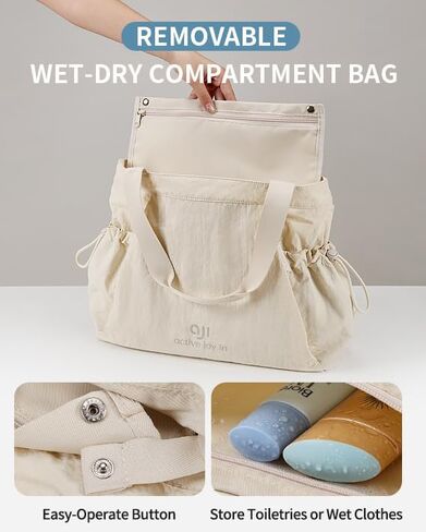 aji Gym Tote Bag for Women, Lightweight Yoga Mat Bag with Wet Dry Storage Pocket & Multi Pockets in Kuwait