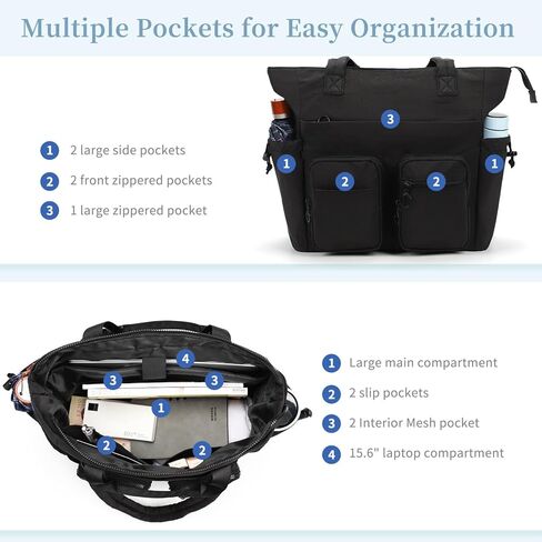 حقيبة حمل Ocheal للنساء خفيفة الوزن مبطن حقيبة عمل كبيرة منتفخة حقيبة يد متعددة المقاطع in Kuwait