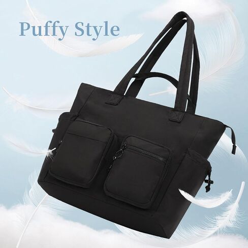 حقيبة حمل Ocheal للنساء خفيفة الوزن مبطن حقيبة عمل كبيرة منتفخة حقيبة يد متعددة المقاطع in Kuwait