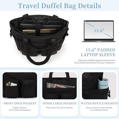 حقيبة حمل Ocheal للنساء خفيفة الوزن مبطن حقيبة عمل كبيرة منتفخة حقيبة يد متعددة المقاطع in Kuwait