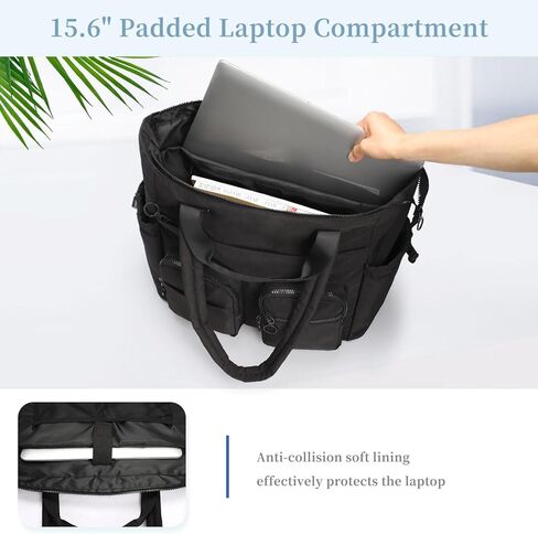 حقيبة حمل Ocheal للنساء خفيفة الوزن مبطن حقيبة عمل كبيرة منتفخة حقيبة يد متعددة المقاطع in Kuwait