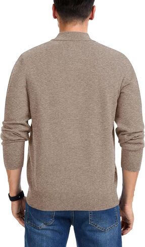iWoo Quarter Zip Sweaters for Men Slim Fit Long Sleeve Knitted Pullover Mock Neck Business Casual Dress Sweater in Saudi Arabia