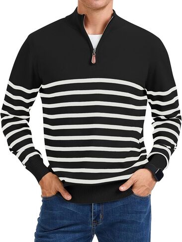iWoo Quarter Zip Sweaters for Men Slim Fit Long Sleeve Knitted Pullover Mock Neck Business Casual Dress Sweater in Saudi Arabia