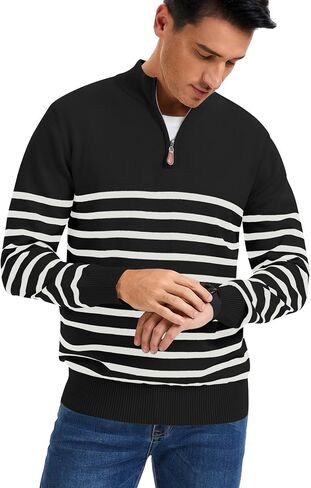 iWoo Quarter Zip Sweaters for Men Slim Fit Long Sleeve Knitted Pullover Mock Neck Business Casual Dress Sweater in Saudi Arabia