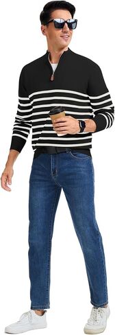 iWoo Quarter Zip Sweaters for Men Slim Fit Long Sleeve Knitted Pullover Mock Neck Business Casual Dress Sweater in Saudi Arabia