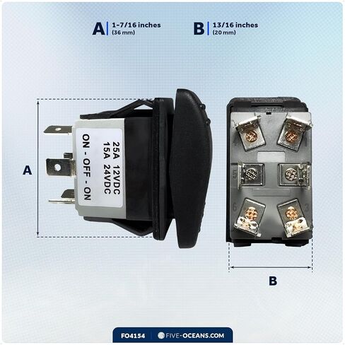 Five Oceans FO1528 Momentary On-Off-On Rocker Switch 3 Pins in Saudi Arabia
