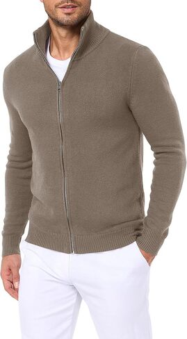 Men's Cardigan Sweater Long Sleeve Knitted V-Neck Button Sweater Zipper Cardigan in Kuwait