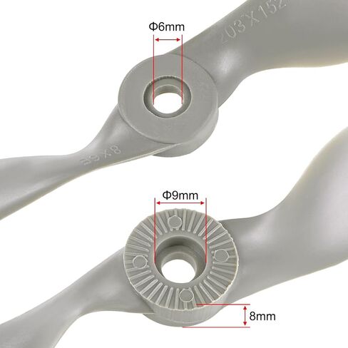 uxcell RC Propellers CW 8x4 Inch 2-Vane for Airplane Nylon Gray 2Pcs with Adapter Rings in Saudi Arabia