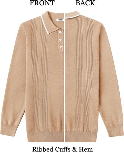 COOFANDY Mens Knit Polo Sweaters Long Sleeve Vintage Polos Casual Dress Pullover Old Money Tops in Saudi Arabia