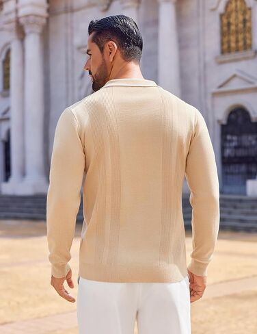 COOFANDY Mens Knit Polo Sweaters Long Sleeve Vintage Polos Casual Dress Pullover Old Money Tops in Saudi Arabia
