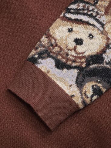 CIDER Polo Position Bear Button Knitted Long Sleeve Sweater in Saudi Arabia