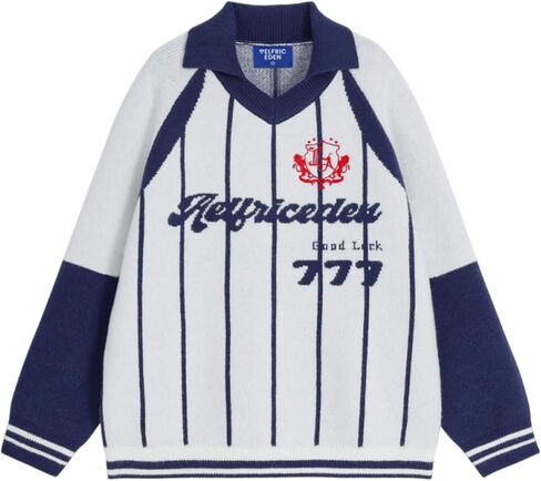 Aelfric Eden Vintage Stripe Sweater Sweater للجنسين الحظر رقم الرسم الرسمي ناعم دافئ عصري in Saudi Arabia