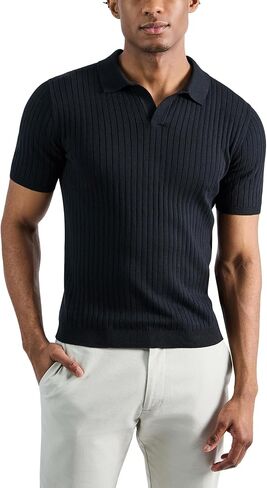 Haggar Men's Premium Ribbed Knit Short Sleeve Sweater Polo Shirt – Regular and Big & Tall Sizes in Saudi Arabia