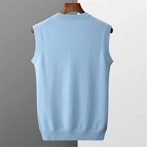 Warm Cashmere Sweater Vest For Men Winter Classic V-Neck Sleeveless Knitted Pullover Tops in Saudi Arabia