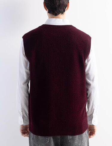Men's 100% Merino Wool Sweater Vest 2025 Fall Winter Casual Solid V Neck Sleeveless Knitted Sweater Vest in Saudi Arabia