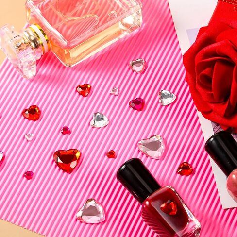 1032 Pieces Acrylic Heart Rhinestone Heart Crystal Gems Rhinestone Flat Back Heart Rhinestones 18 mm/ 12 mm/ 10 mm/ 6 mm for Valentine's Day Wedding Decoration DIY Crafts Jewelry Making, 4 Colors in Saudi Arabia
