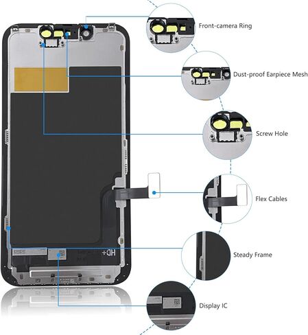 استبدال شاشة iPhone 13 مقاس 6.1 بوصة، محول رقمي لشاشة LCD تعمل باللمس ثلاثي الأبعاد لـ A2482، A2631، A2635، A2633، A2634 مع لاصق مقاوم للماء + زجاج مقسى + أدوات إصلاح لـ iPhone 13 in Saudi Arabia