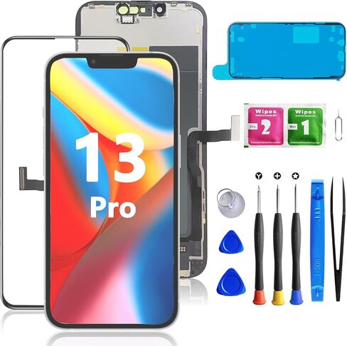 استبدال شاشة iPhone 13 مقاس 6.1 بوصة، محول رقمي لشاشة LCD تعمل باللمس ثلاثي الأبعاد لـ A2482، A2631، A2635، A2633، A2634 مع لاصق مقاوم للماء + زجاج مقسى + أدوات إصلاح لـ iPhone 13 in Saudi Arabia