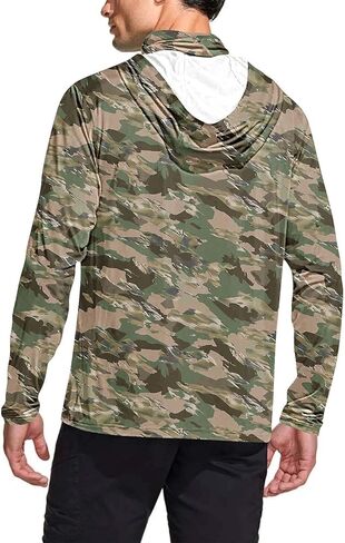 Men Lightweight Breathable UPF 50+ Hoodies Sun Protection UV Long Sleeve Shirts with Hooded Outdoor Rash Guard in Saudi Arabia