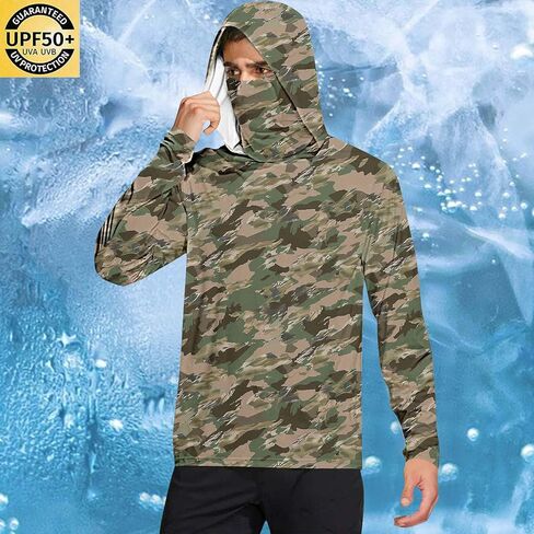 Men Lightweight Breathable UPF 50+ Hoodies Sun Protection UV Long Sleeve Shirts with Hooded Outdoor Rash Guard in Saudi Arabia