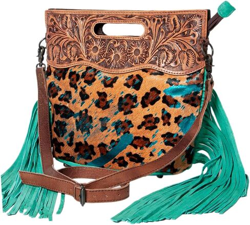 American Darling Clutch Hand Tooled Hair on Genuine Leather Western Women Bag Handbag Purse | Purses for Cute in Saudi Arabia