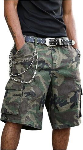 WDIRARA Men's Camo Denim Cargo Shorts Baggy Bermuda Shorts Jorts Streetwear in Saudi Arabia