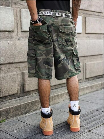 WDIRARA Men's Camo Denim Cargo Shorts Baggy Bermuda Shorts Jorts Streetwear in Saudi Arabia