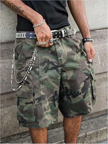 WDIRARA Men's Camo Denim Cargo Shorts Baggy Bermuda Shorts Jorts Streetwear in Saudi Arabia