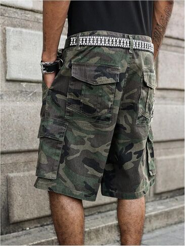WDIRARA Men's Camo Denim Cargo Shorts Baggy Bermuda Shorts Jorts Streetwear in Saudi Arabia
