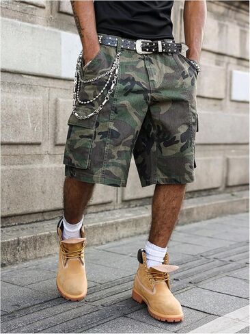 WDIRARA Men's Camo Denim Cargo Shorts Baggy Bermuda Shorts Jorts Streetwear in Saudi Arabia