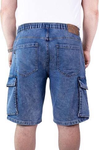 Men’s Cargo Denim Shorts – Stonewashed Light Blue, Relaxed Fit, Knee Length, Extra Zipper Pocket, in Saudi Arabia