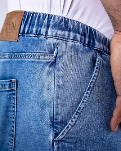 Men’s Cargo Denim Shorts – Stonewashed Light Blue, Relaxed Fit, Knee Length, Extra Zipper Pocket, in Saudi Arabia