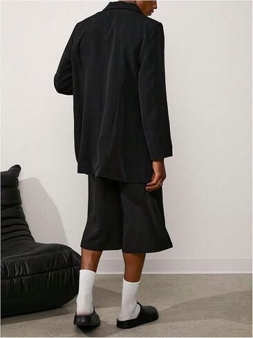 OYOANGLE Men's Pleated Crop Suit Loose Shorts Solid Straight Leg Summer Groom Casual Dress Shorts in Saudi Arabia
