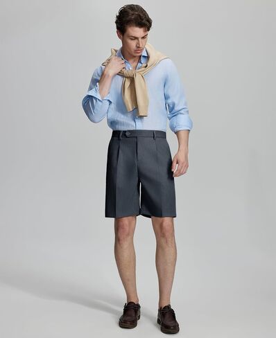 Susclude Mens Pleated Dress Shorts Old Money Classic Fit 8'' Golf Casual Elastic Waist Chino Vintage Shorts in Saudi Arabia