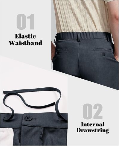 Susclude Mens Pleated Dress Shorts Old Money Classic Fit 8'' Golf Casual Elastic Waist Chino Vintage Shorts in Saudi Arabia