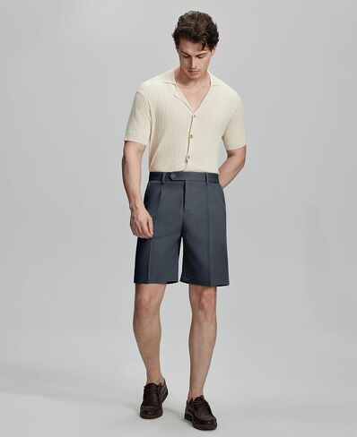 Susclude Mens Pleated Dress Shorts Old Money Classic Fit 8'' Golf Casual Elastic Waist Chino Vintage Shorts in Saudi Arabia